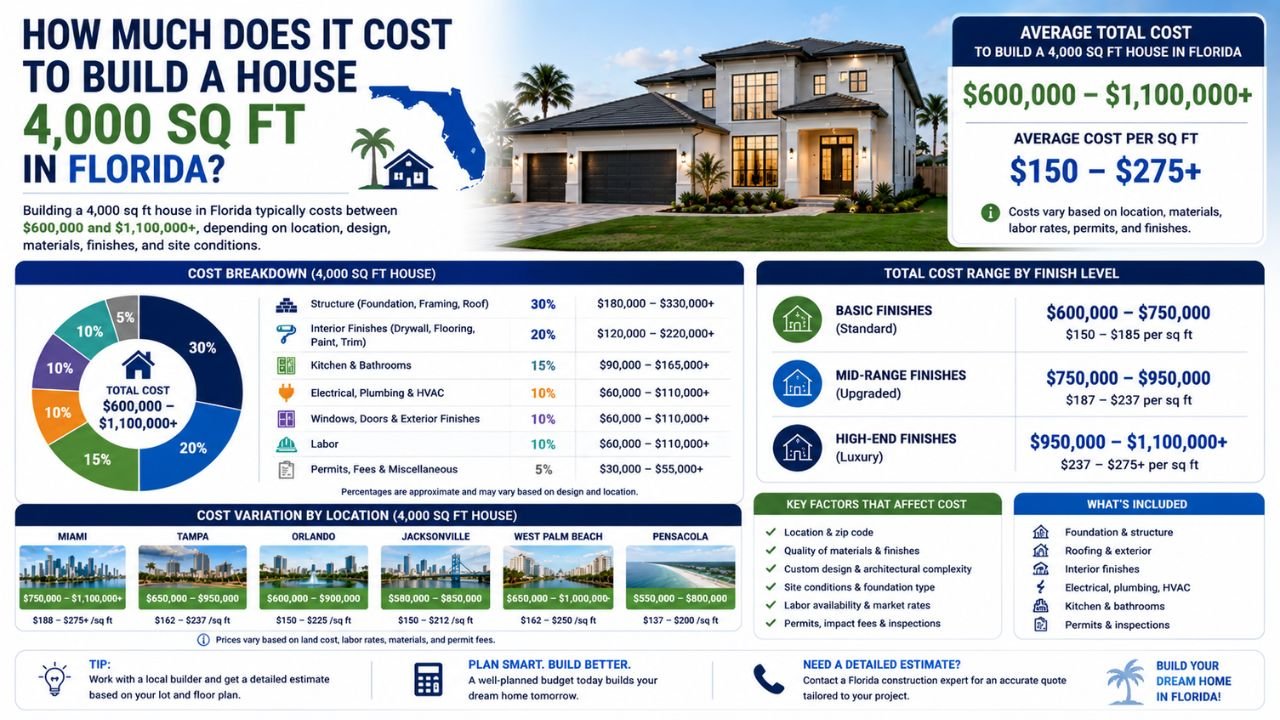 How Much Does It Cost to Build a House 4000 Sq Ft in Florida?