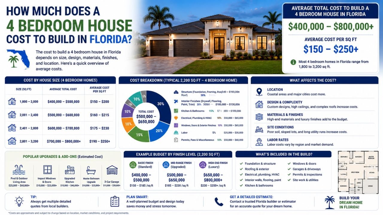 How Much Does a 4 Bedroom House Cost to Build in Florida?