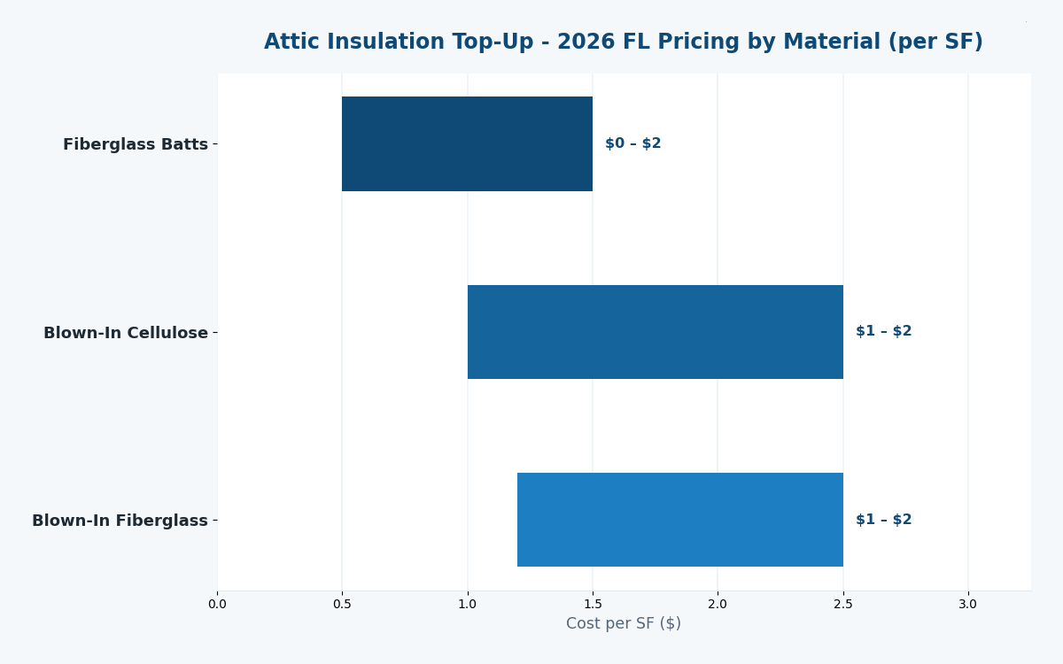 Florida attic insulation cost estimator 2026 pricing by material