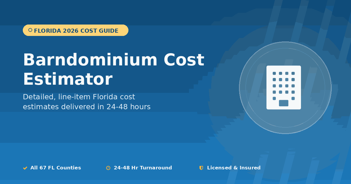 Florida barndominium cost estimator barn home hybrid finish tier pricing