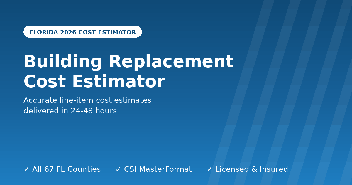 Florida building replacement cost estimator insurance coverage all building types