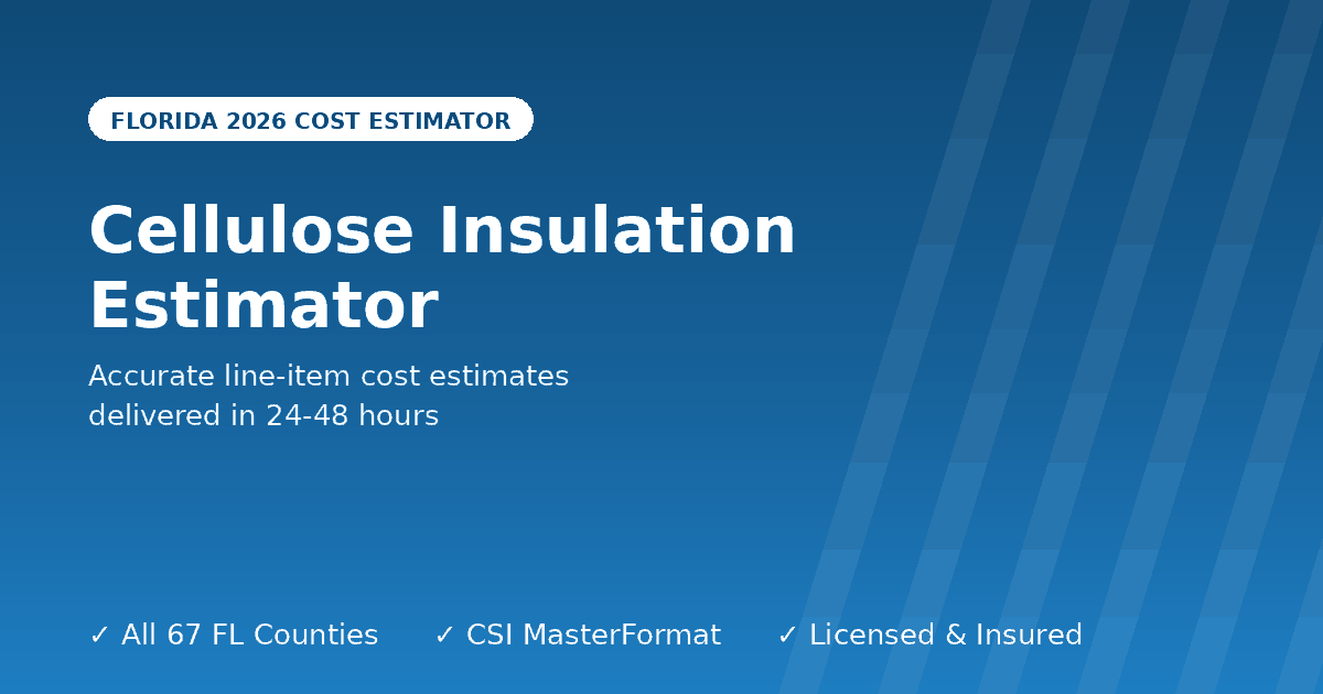 Florida cellulose insulation cost estimator blown-in attic