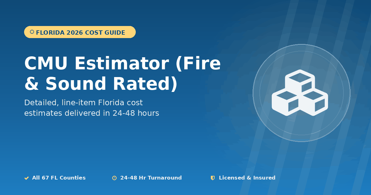 Florida CMU estimator fire rated sound rated partition wall pricing