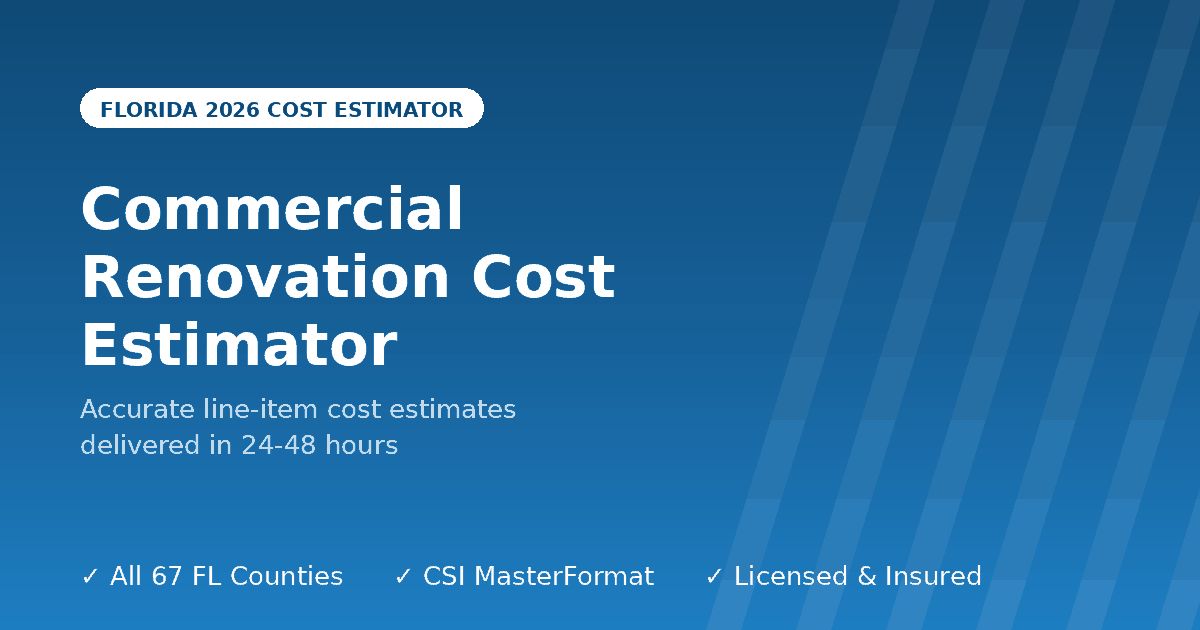 Florida commercial renovation cost estimator whole building