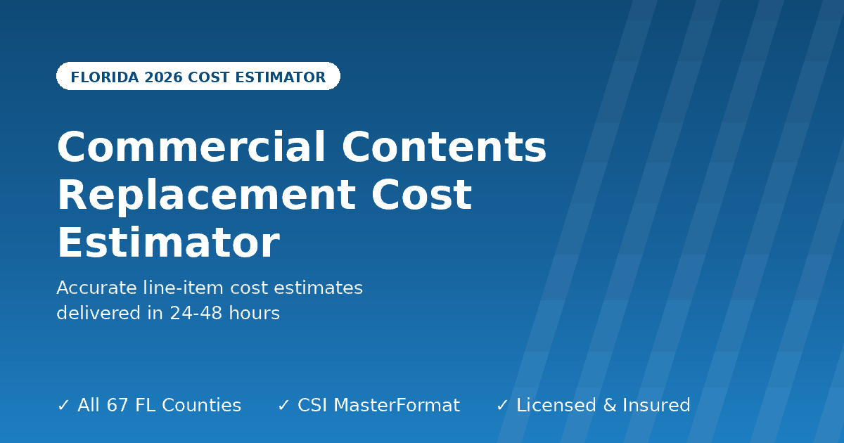 Florida commercial replacement cost estimator business personal property FF&E