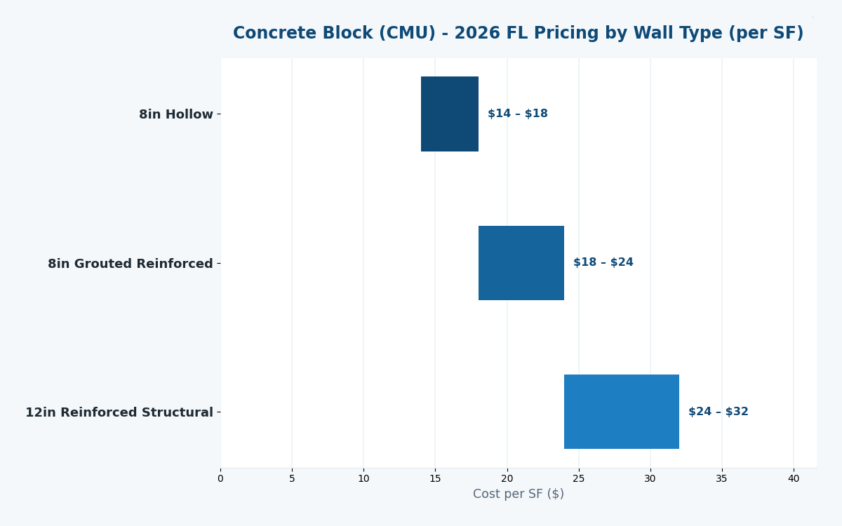Florida concrete block estimator 2026 pricing by block size