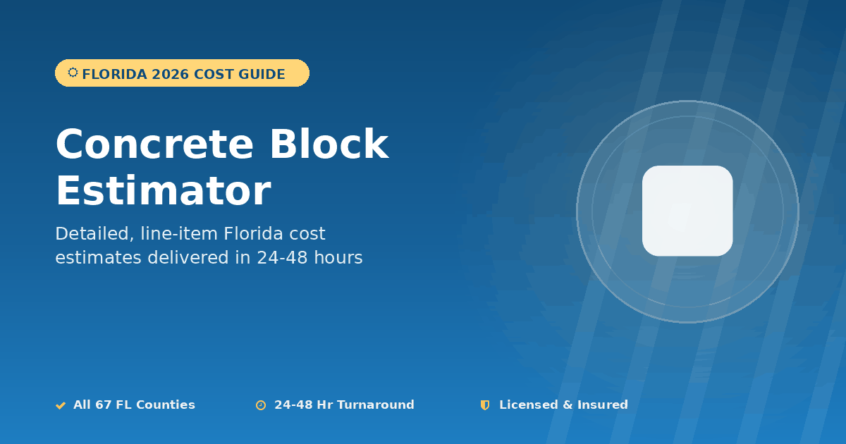 Florida concrete block estimator CMU pricing by block size