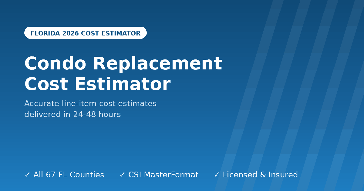 Florida condo replacement cost estimator dwelling coverage rebuild