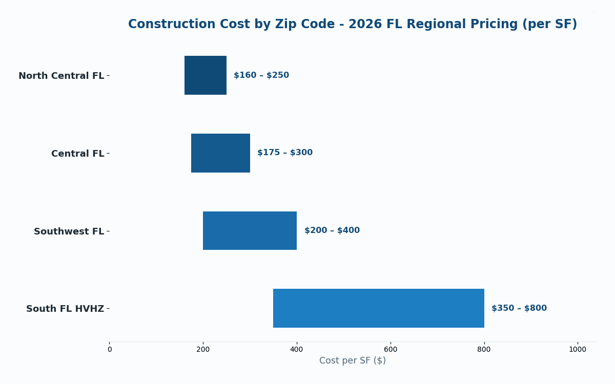 Florida construction cost estimator by zip code 2026 pricing by region