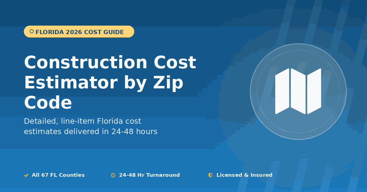 Florida construction cost estimator by zip code residential pricing map