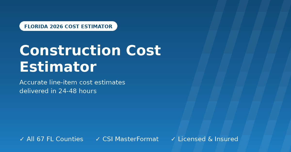 Florida construction cost estimator overview residential commercial