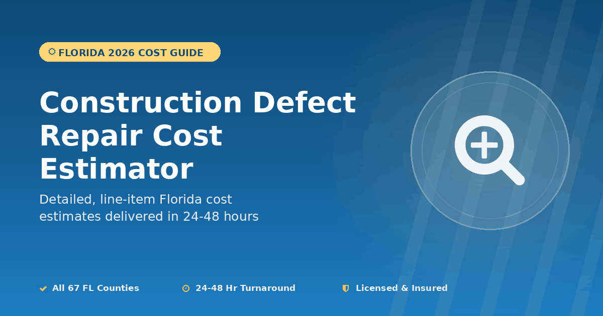 Florida construction defect repair cost estimator foundation water intrusion pricing
