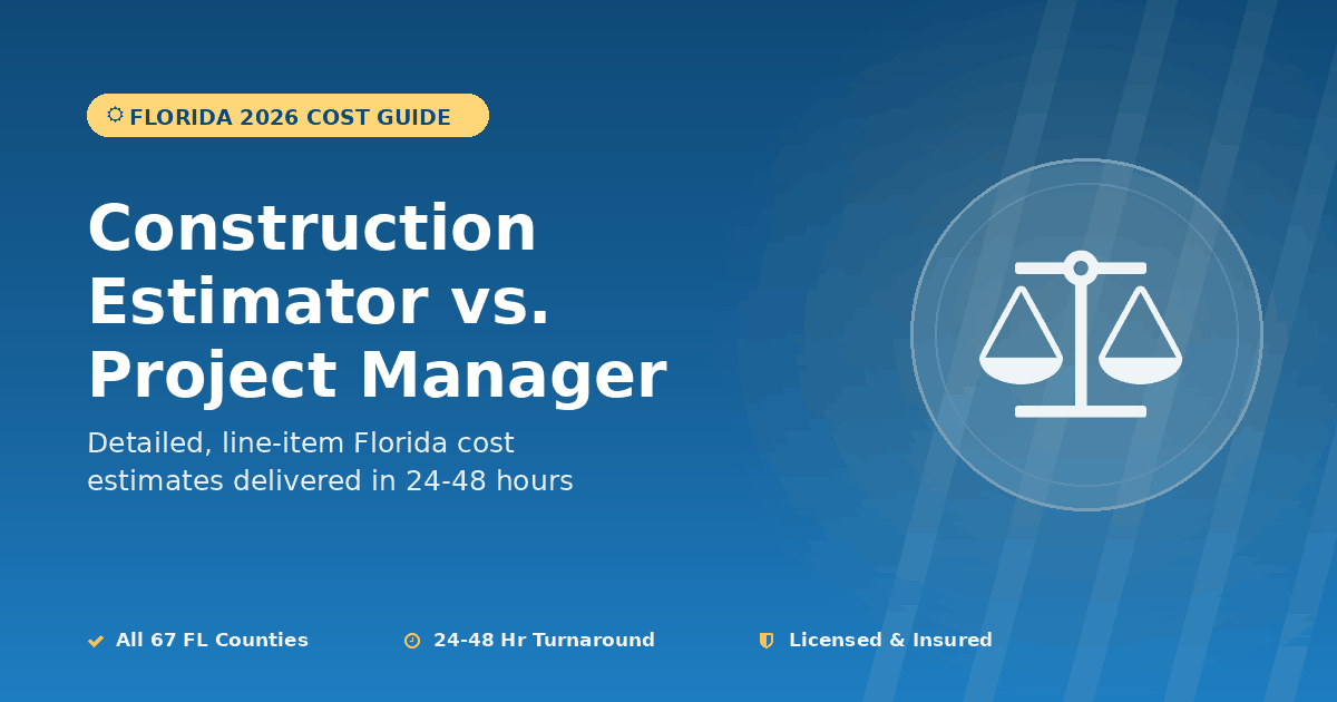 Florida construction estimator versus project manager role comparison