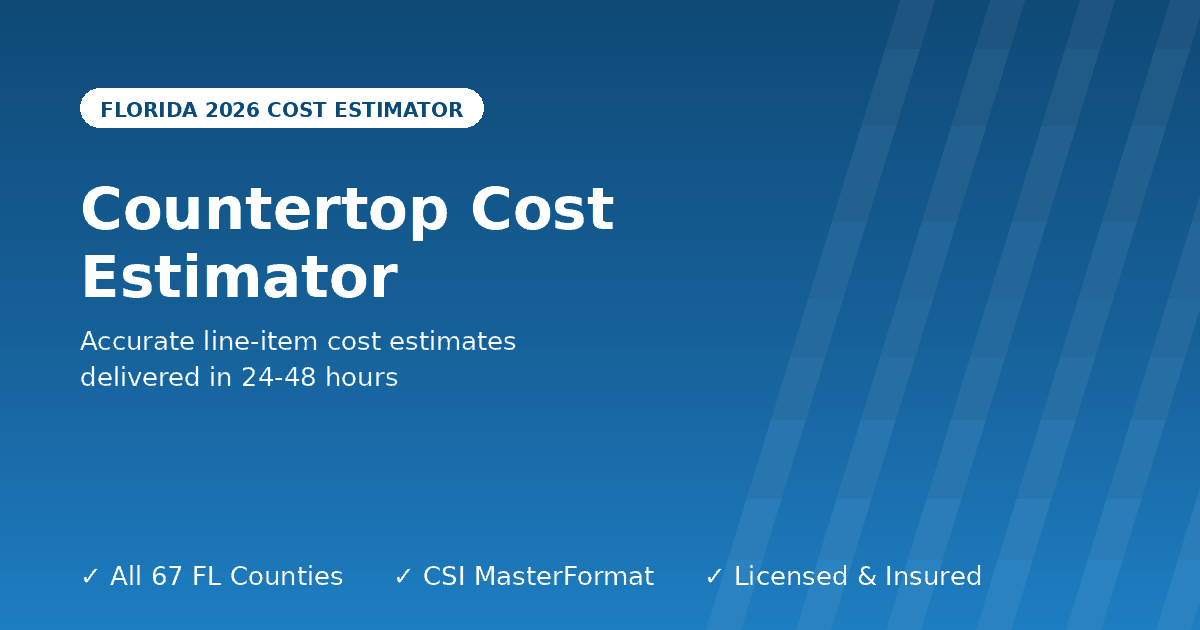 Florida countertop cost estimator quartz granite kitchen