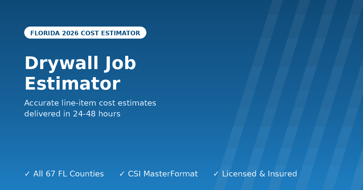 Florida drywall job estimator hanging taping finishing