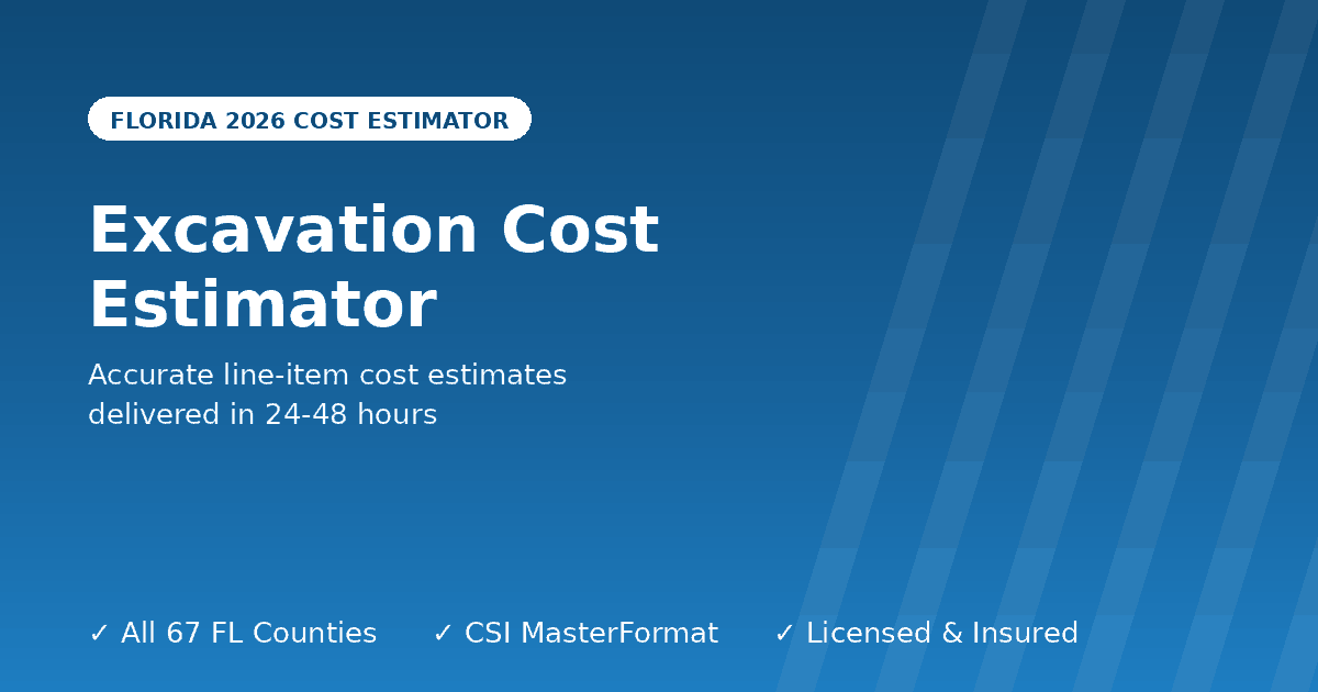 Florida excavation cost estimator site work grading