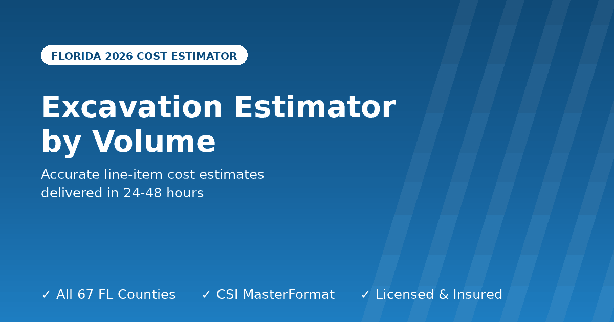 Florida excavation estimator by cubic yard volume