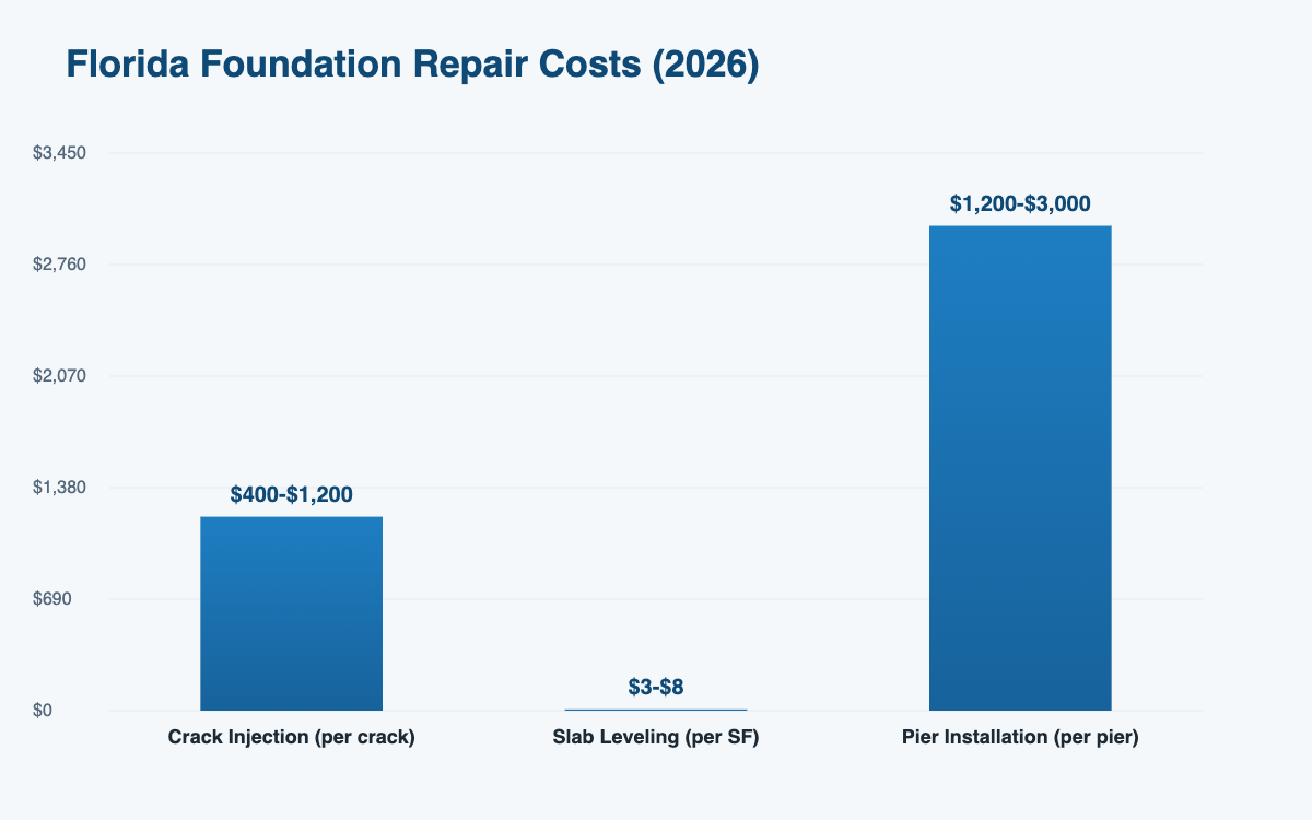 Florida foundation repair estimator 2026 pricing by repair method