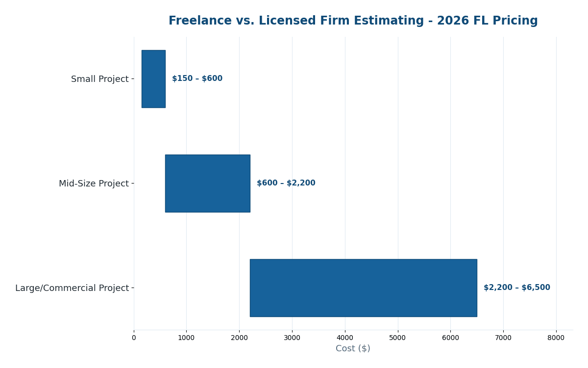 Florida freelance cost estimator vs licensed estimating firm cost comparison 2026