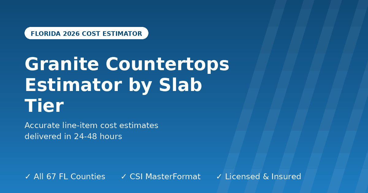 Florida granite countertops cost estimator by slab tier