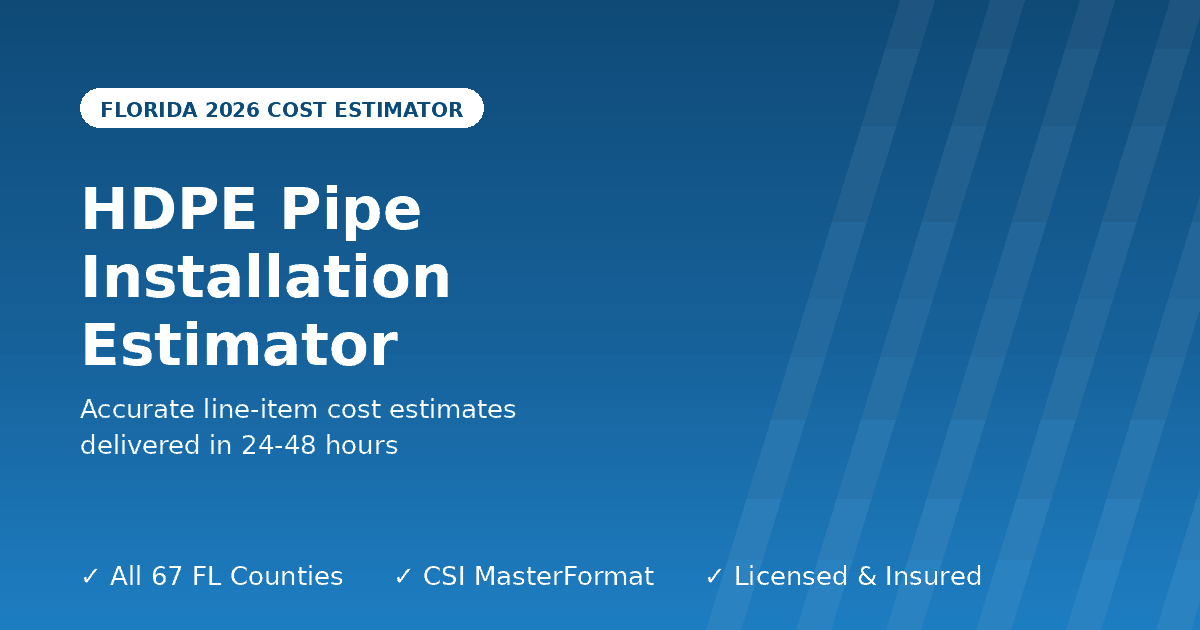 Florida HDPE pipe installation cost estimator underground utility