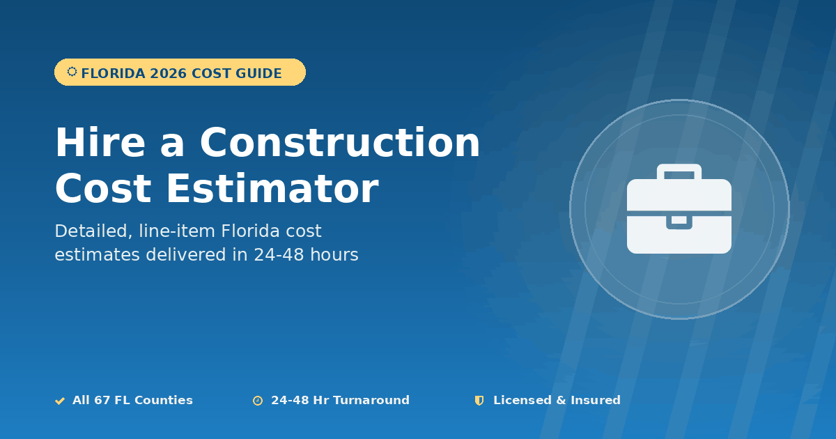 Florida hire construction cost estimator hourly flat fee retainer pricing