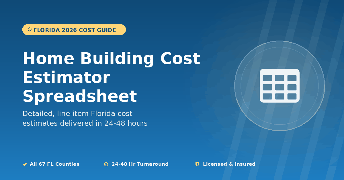 Florida home building cost estimator spreadsheet DIY vs professional