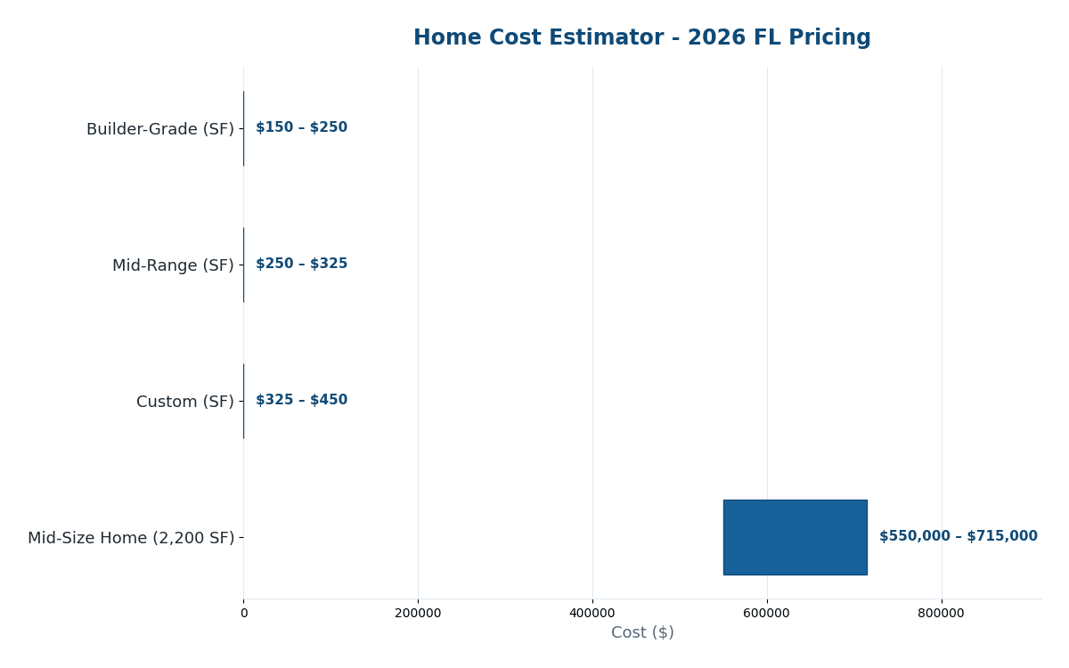 Florida home cost estimator 2026 pricing by home size