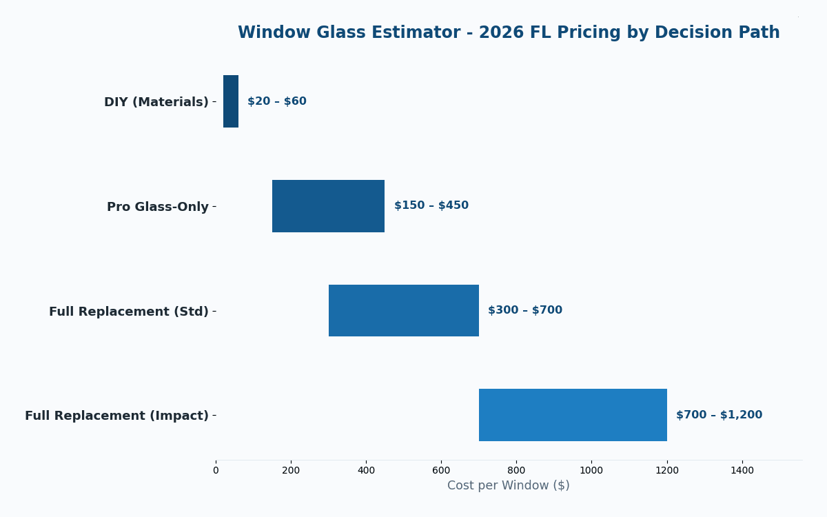 Florida home window glass replacement cost estimator 2026 decision pricing