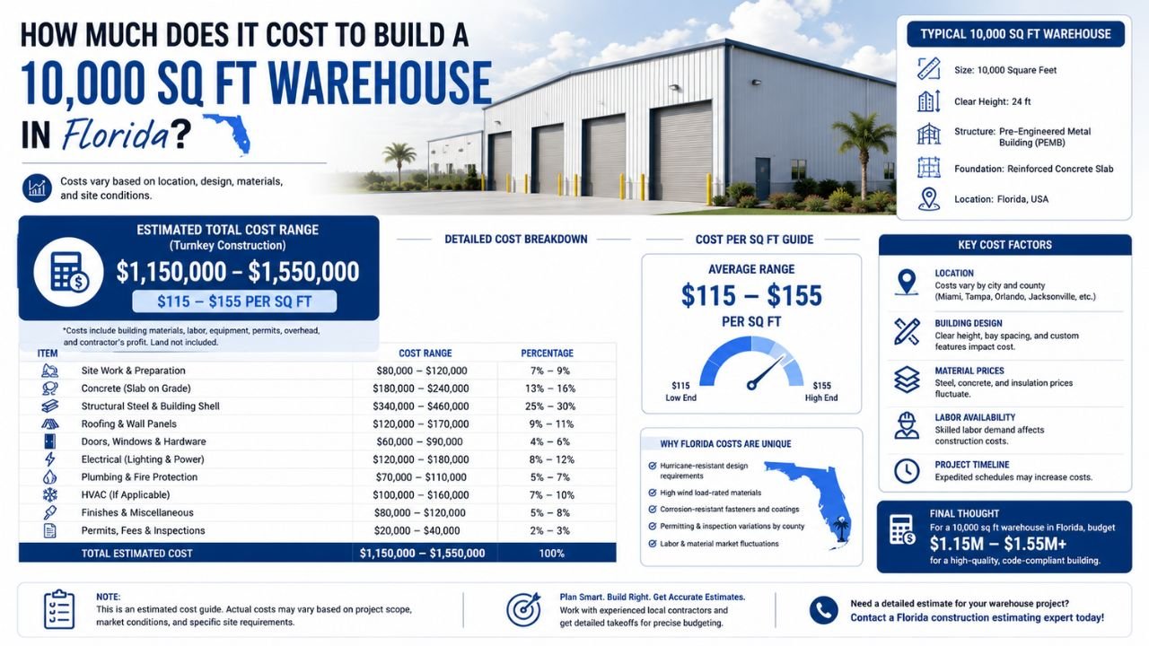 How Much Does It Cost to Build a 10000 Sq Ft Warehouse in Florida?