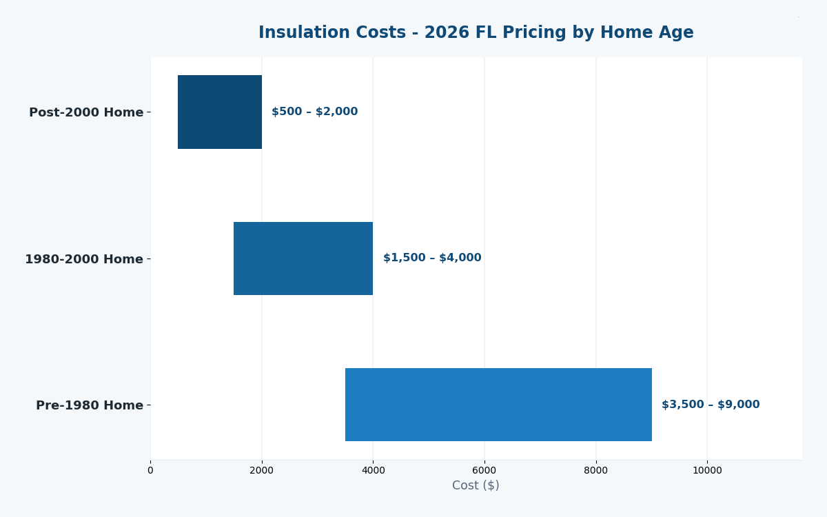 Florida insulation costs estimator 2026 pricing by home age