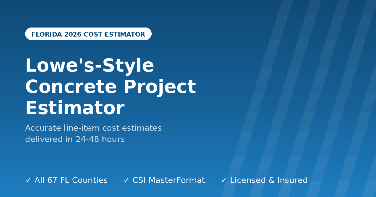 Florida DIY concrete project estimator bagged mix sidewalk patio