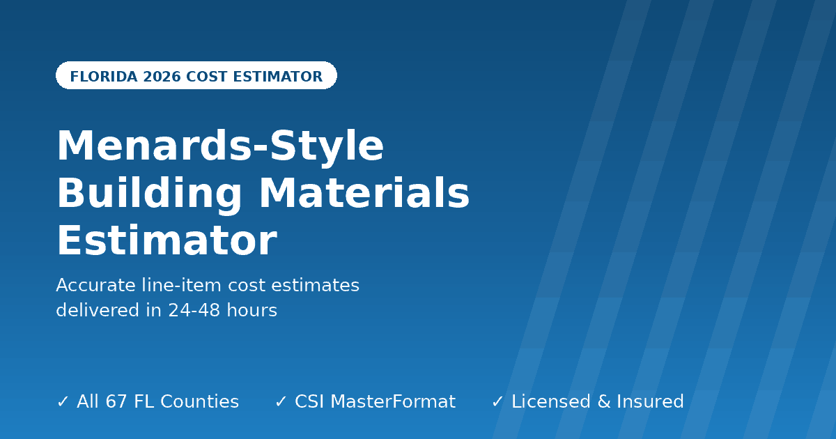 Florida retail building materials estimator lumber siding roofing concrete