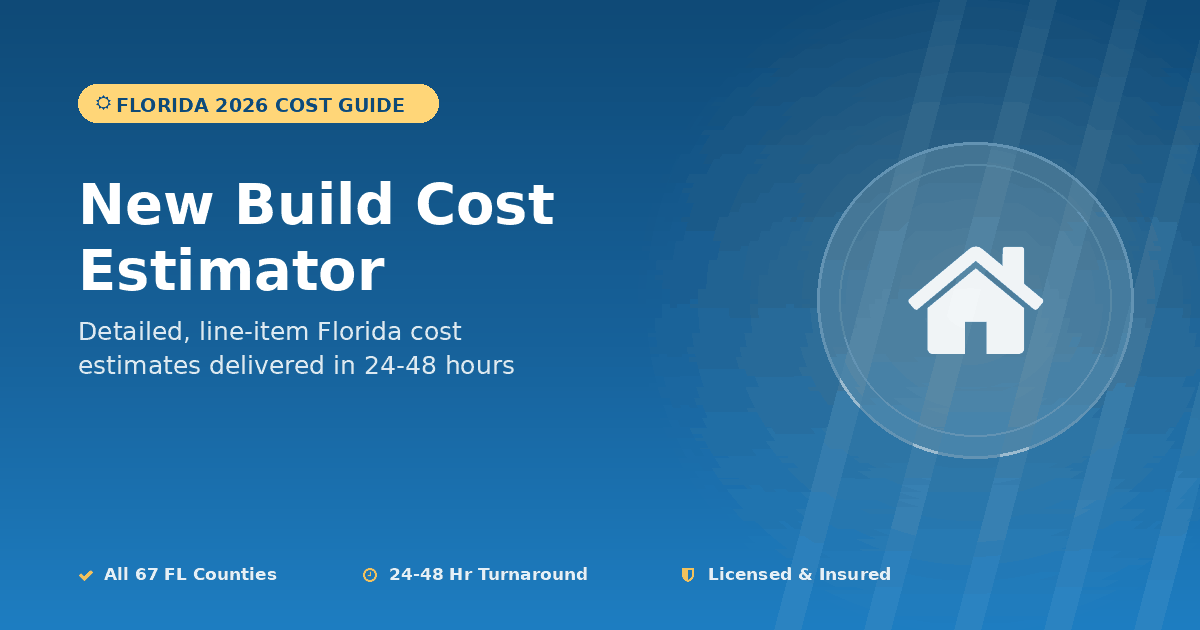 Florida new build cost estimator spec production home by size