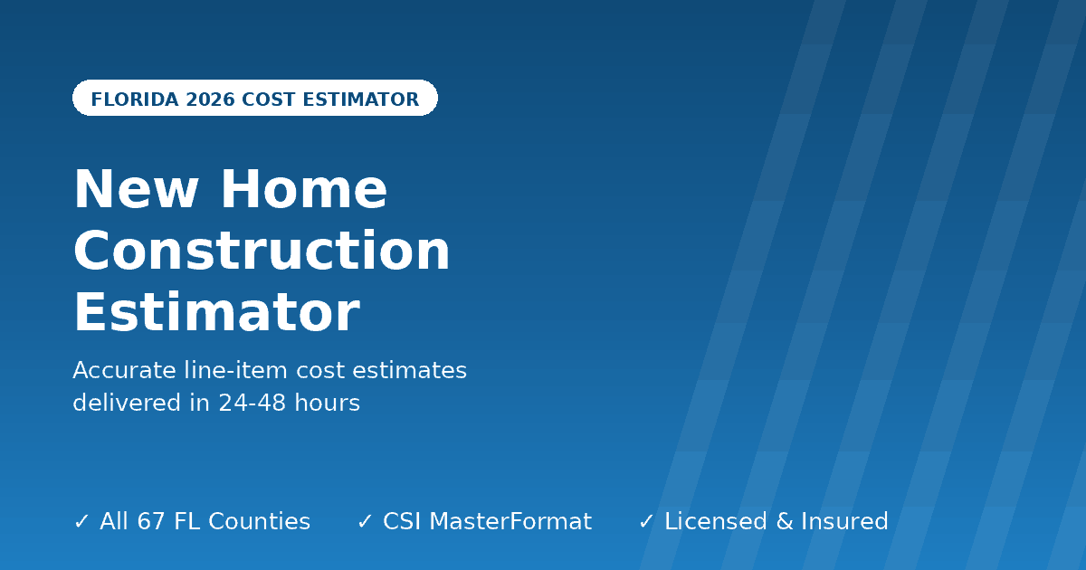 Florida new home construction estimator spec tract home build
