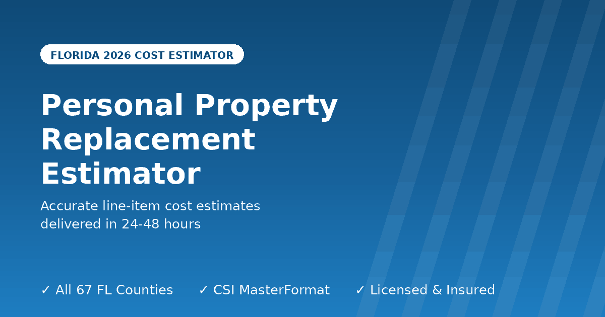Florida personal property replacement cost estimator household contents