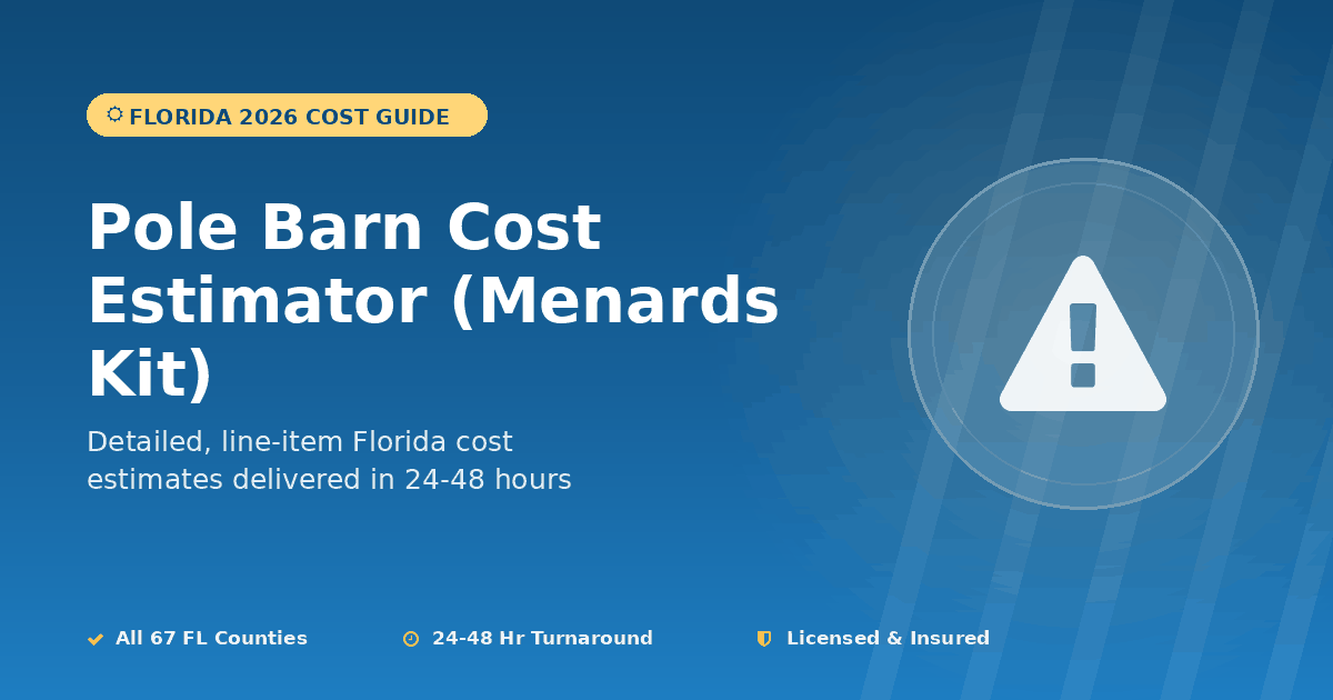 Florida pole barn cost estimator Menards kit wind zone upgrade pricing