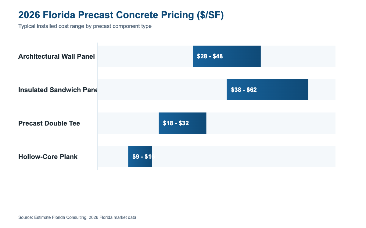 Florida precast concrete building cost estimator 2026 pricing by component
