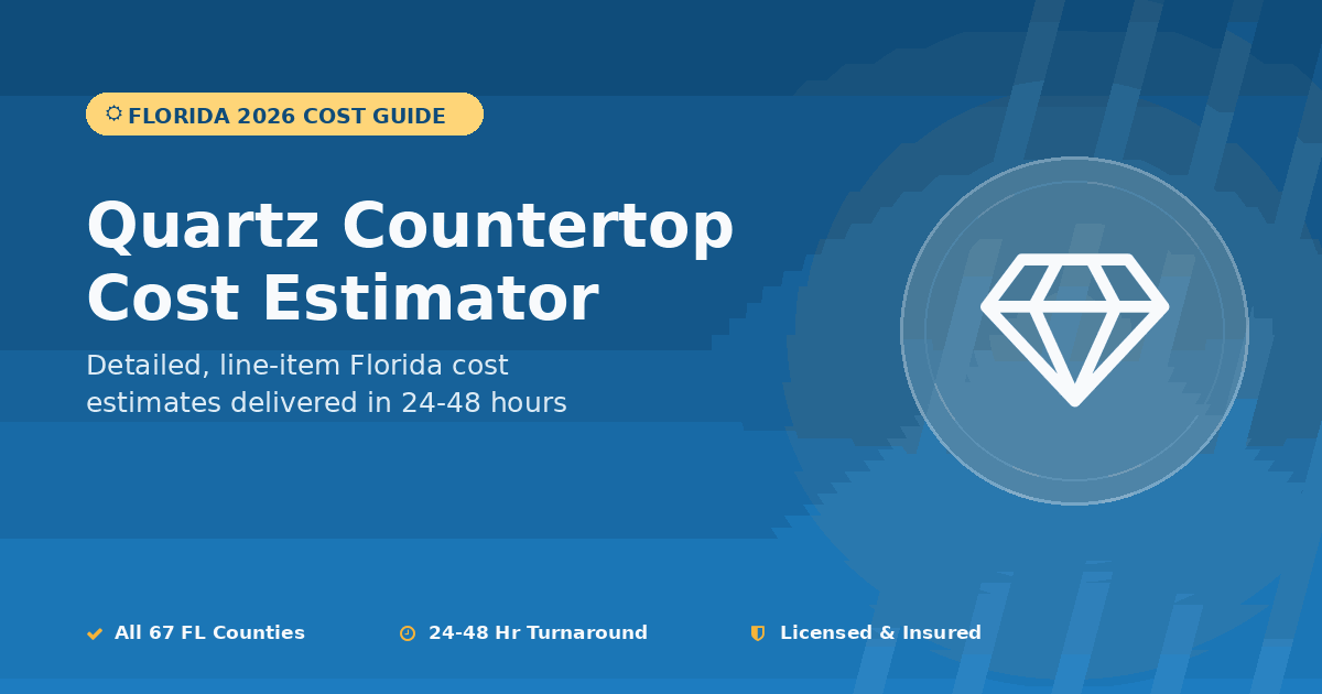 Florida quartz countertop cost estimator Cambria Caesarstone brand pricing
