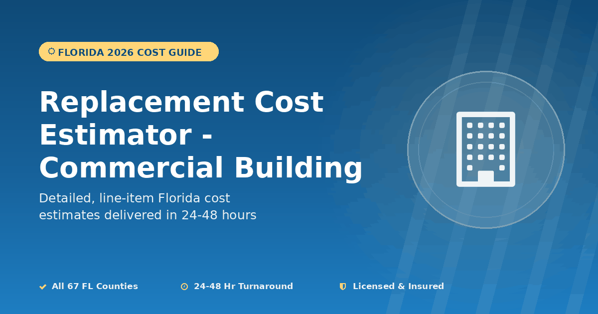 Florida replacement cost estimator commercial building structural system pricing
