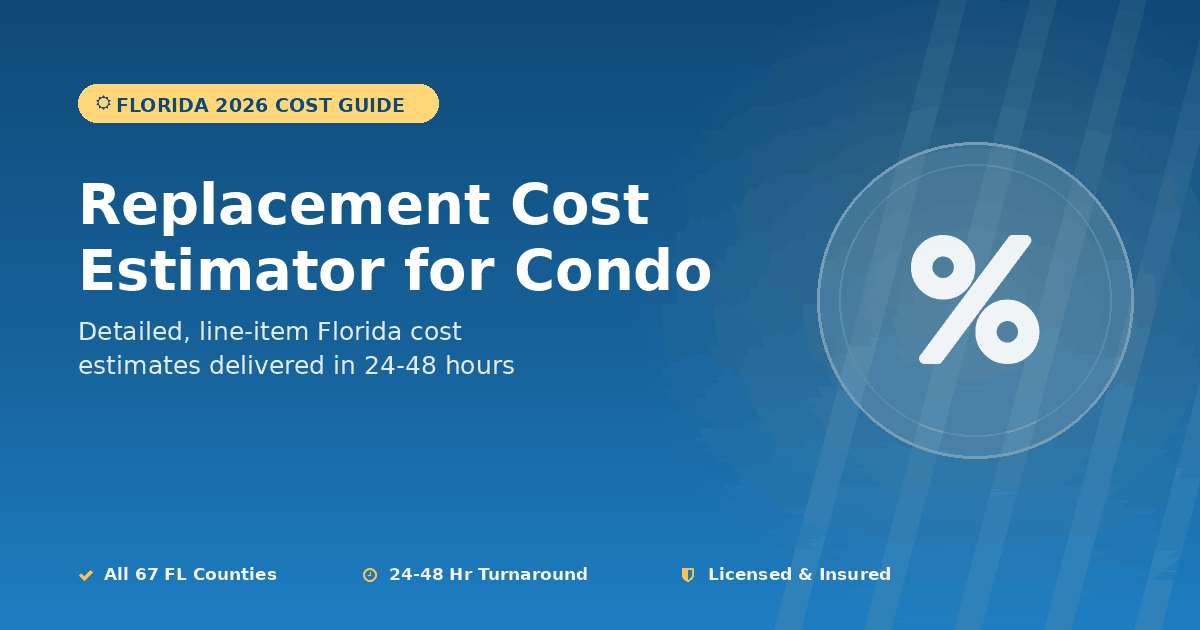 Florida replacement cost estimator condo unit size pricing