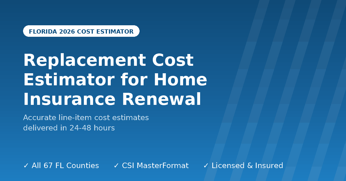 Florida replacement cost estimator home insurance renewal checkup
