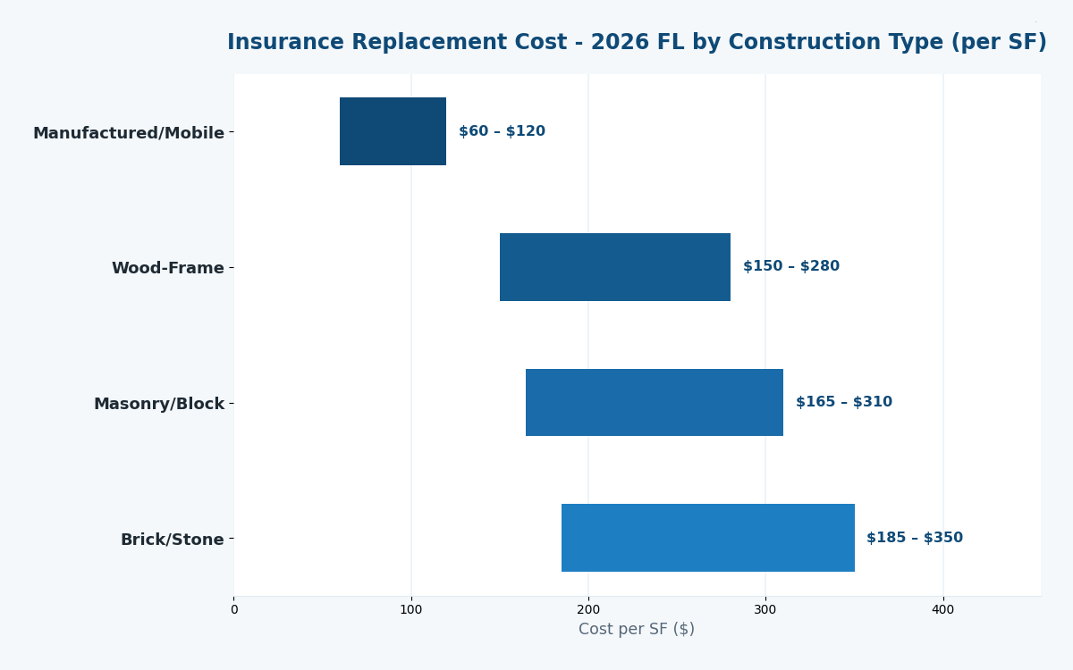 Florida replacement cost estimator insurance 2026 pricing by construction type