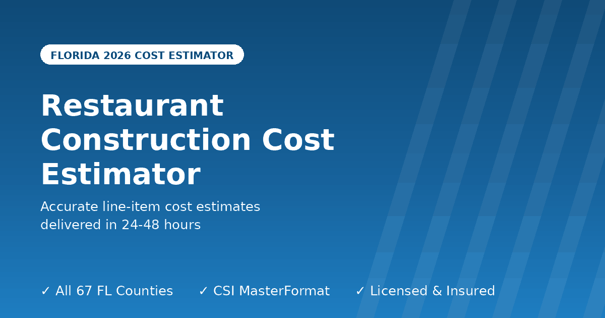 Florida restaurant construction cost estimator commercial kitchen build-out