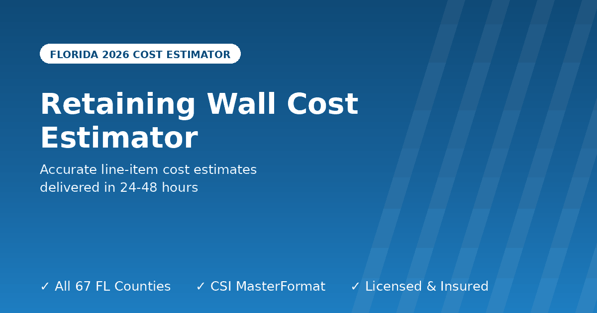 Florida retaining wall cost estimator material comparison