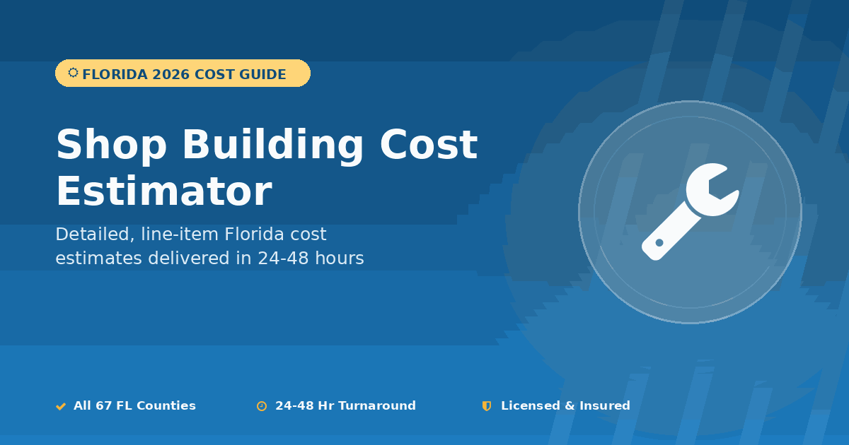 Florida shop building cost estimator workshop garage pricing