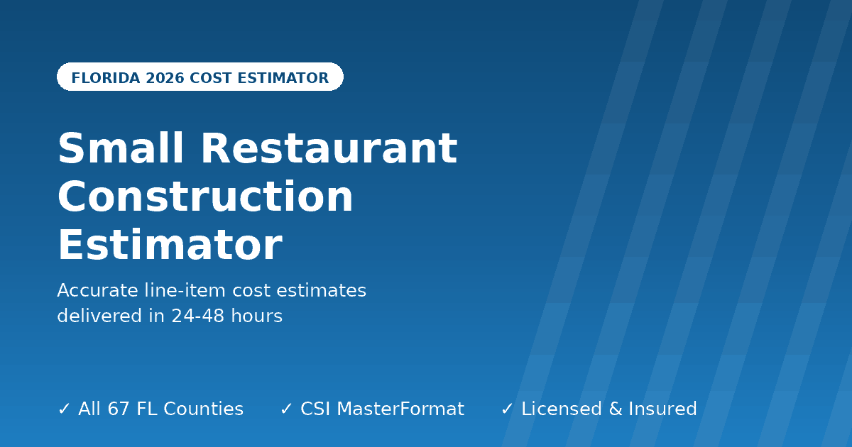 Florida small restaurant construction cost estimator compact footprint