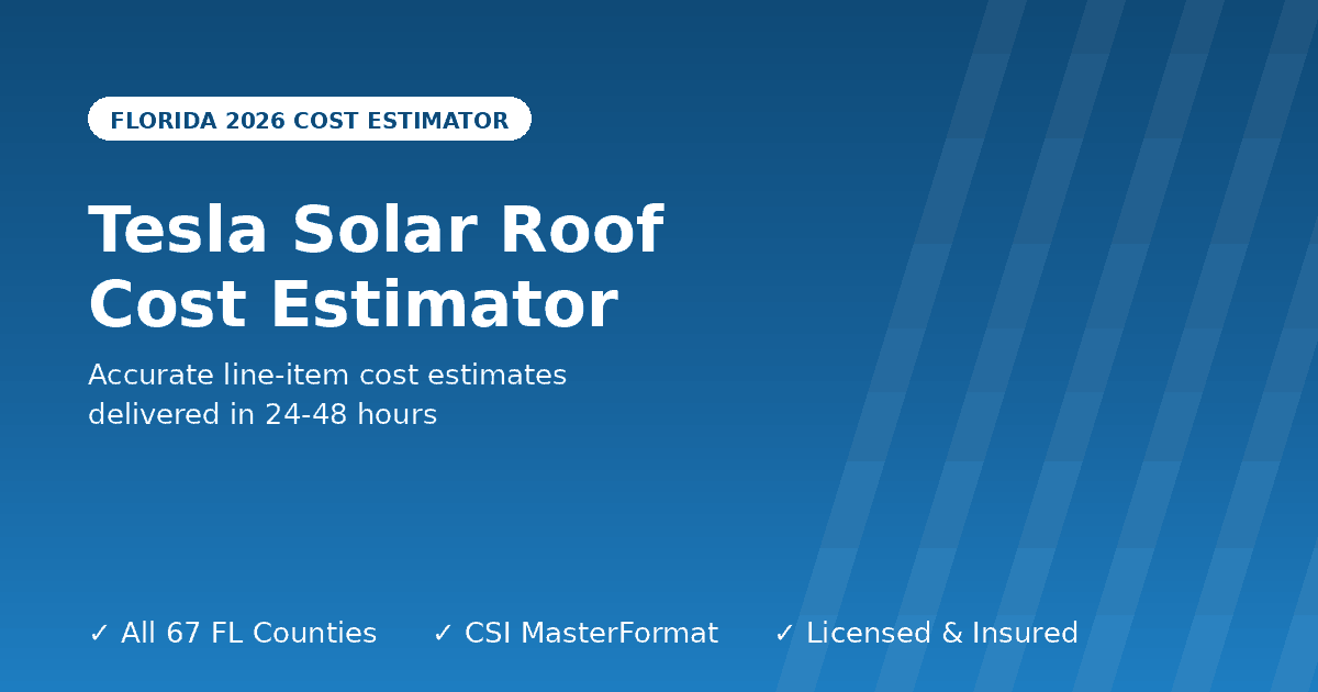 Florida Tesla solar roof cost estimator solar tile installation
