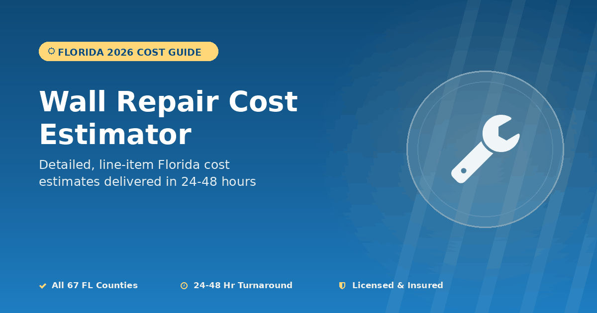 Florida wall repair cost estimator drywall stucco plaster pricing