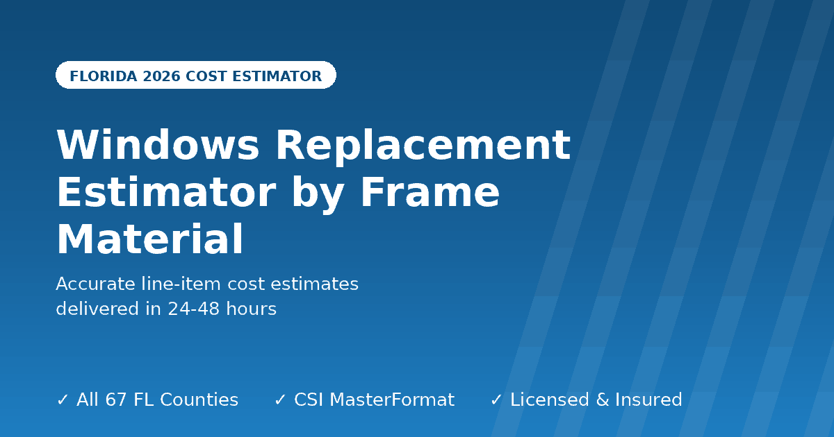 Florida windows replacement cost estimator by frame material